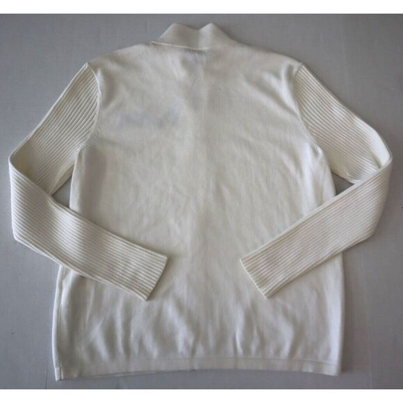 Michael Kors Men's Sz L White/Ivory Chunky Mock Neck Full Zip Sweater - Picture 2 of 7